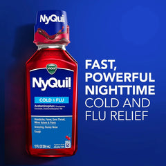 Vicks NyQuil Cough Nighttime Relief, 8 Fl Oz, Cherry Flavor - Relieves Sore Throat, Runny Nose, Cough (Pack of 3)