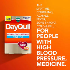 VICKS DayQuil & NyQuil High Blood Pressure Cold & Flu Relief Liquicap 48ct Co-Pack, Powerful Multi Symptom Daytime & Nighttime Medicine for Cold, Cough, and Flu Symptoms, 24ct DayQuil, 24ct NyQuil