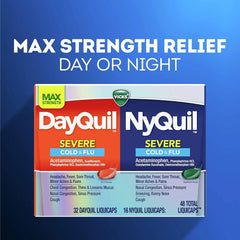 Vicks DayQuil & Nyquil Severe Cold,Flu & Congestion Medicine,24 Count (Pack of 2)