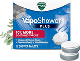 Vicks, VapoShower Plus, Shower Steamers, Eucalyptus Shower Steamer & Menthol Scent, Clean Dissolving Vapor Shower Tablets, Aromatherapy Shower Steamer & Shower Bombs, 12 Count (Pack of 6)