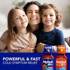 Vicks Kids Dayquil& Nyquil Berry Cold & Cough Medicine Co-Pack,Daytime & Nighttime Relief of Multiple Symptoms, Great-Tasting Berry Flavor, Free of-Alcohol &Acetaminophen,for Ages 6+, 8Oz (Pack of 12)