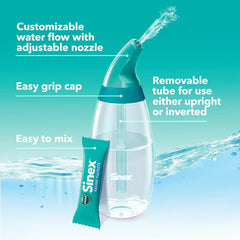Vicks Sinex Saline Nasal Rinse Starter Kit, Drug Free Saline, Flush Out Mucus and Allergens, Fast & Effective Relief for Everyday Congestion from Sinus & Allergy, 1 Bottle + 30 Refill Packets