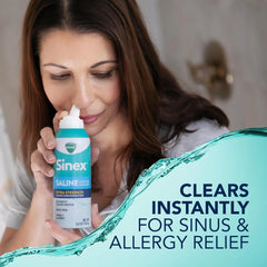 VICKS Sinex Saline Extra Strength Nasal Spray,3X Concentrated* Drug Free Ultra Fine Mist,Instantly Clears Mucus,Ultra Concentrated to Clear Congestion Fast, Safe For Daily Use 5 OZ,2 Count (Pack of 2)