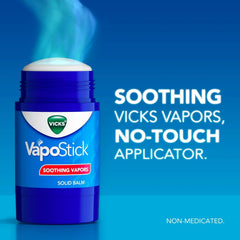 Vicks VapoStick, Solid Balm, No Mess, Soothing Non-Medicated Vicks Vapors, Easy-To-Use No-Touch Applicator, Quick Dry, Lightweight Skin Feel, 1.25oz x 2