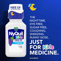 VICKS Kids DayQuil & NyQuil Cold & Cough Relief Liquid Co-Pack, Free of Artificial Dyes & Sugar, Multi-Symptom Relief of Cough, Sneezing, Runny Nose, Mucus, and Chest Congestion, for Ages 6+, 2x6oz