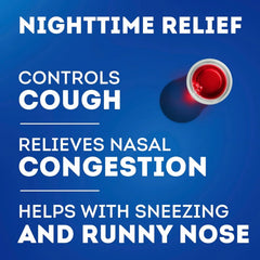 Vicks NyQuil Cough DM+ Congestion Relief Liquid Medicine, Maximum Strength Multi-Symptom Nighttime Relief for Cough, Nasal Congestion, Sneezing and Runny Nose, Cherry Flavor, 12 FL OZ