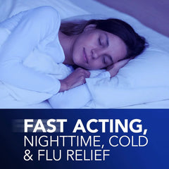 Vicks NyQuil Cold & Flu Relief Over-the-Counter Medicine, Powerful Multi-Symptom Nighttime Relief for Headache, Fever, Sore Throat, Minor Aches and Pains, Sneezing, Runny Nose, and Cough, 24 Liquicaps