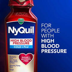 VICKS DayQuil & NyQuil High Blood Pressure Cold & Flu Relief Liquid Medicine Co-Pack, Powerful Multi-Symptom Daytime & Nighttime Relief for Cold, Cough, and Flu Symptoms, Sugar & Alcohol Free, 2x8oz