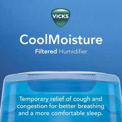 Vicks Cool Mist Humidifier with UV Light, 1 Gal Tank, Evaporative Design Auto-Adjusts to Room Humidity, Cool Mist Humidifiers for Bedrooms, Baby Rooms & More, Use with Vicks VapoPads