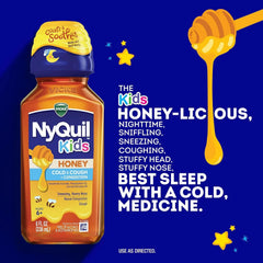 Vicks Kids DayQuil & NyQuil Honey Cold & Cough + Congestion Relief Co-Pack for Nighttime & Daytime Cough & Congestion, Flavored with Real Honey, for Children Ages 6+, 2-8 OZ Bottles